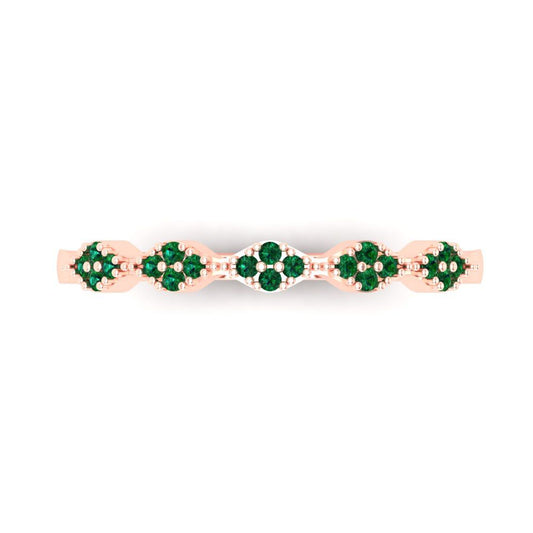 0.1 cttw Simulated Emerald Round Cut Rose Gold Eternity Wedding Band
