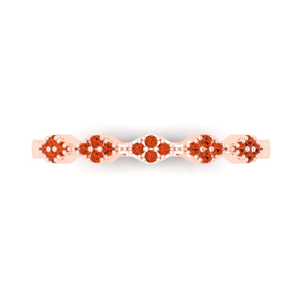 0.1 cttw Simulated Red Diamond Round Cut Rose Gold Eternity Wedding Band