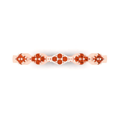 0.1 cttw Simulated Red Diamond Round Cut Rose Gold Eternity Wedding Band