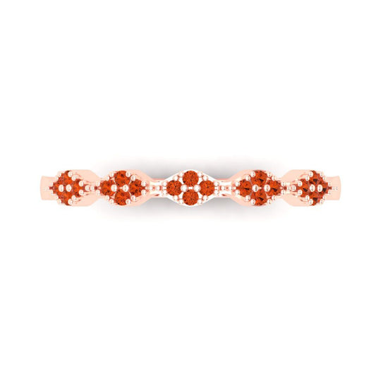 0.1 cttw Simulated Red Diamond Round Cut Rose Gold Eternity Wedding Band
