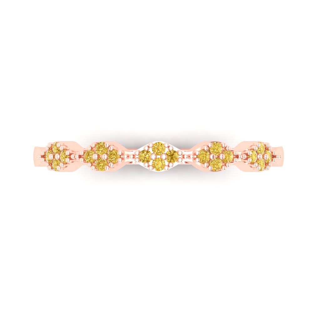 0.1 cttw Natural Citrine Round Cut Rose Gold Eternity Wedding Band