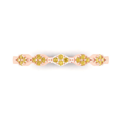 0.1 cttw Natural Citrine Round Cut Rose Gold Eternity Wedding Band