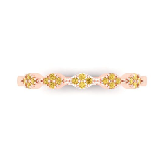 0.1 cttw Natural Citrine Round Cut Rose Gold Eternity Wedding Band
