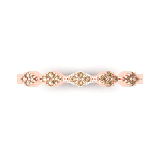 0.1 cttw Yellow Moissanite Round Cut Rose Gold Eternity Wedding Band