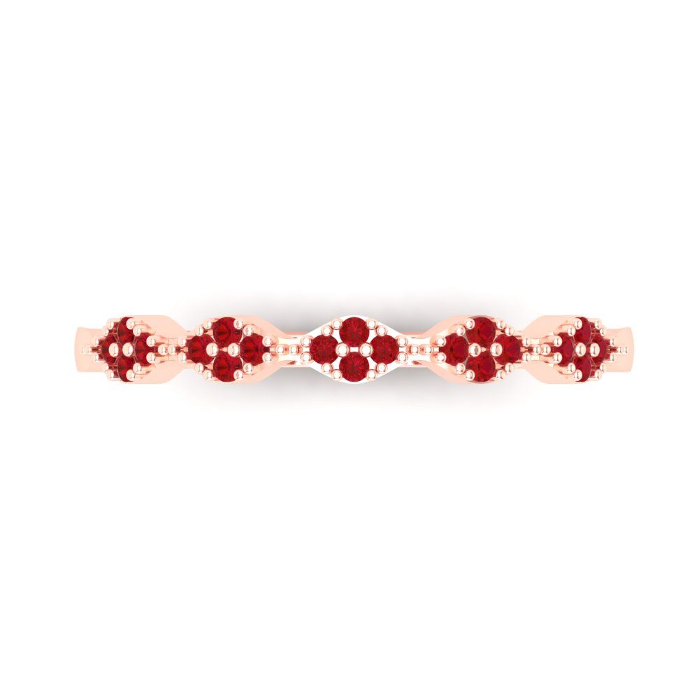 0.1 cttw Simulated Pink Tourmaline Round Cut Rose Gold Eternity Wedding Band