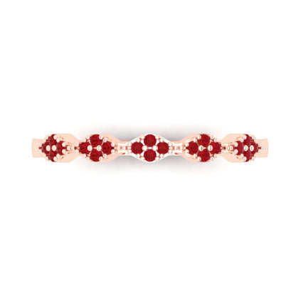 0.1 cttw Simulated Pink Tourmaline Round Cut Rose Gold Eternity Wedding Band
