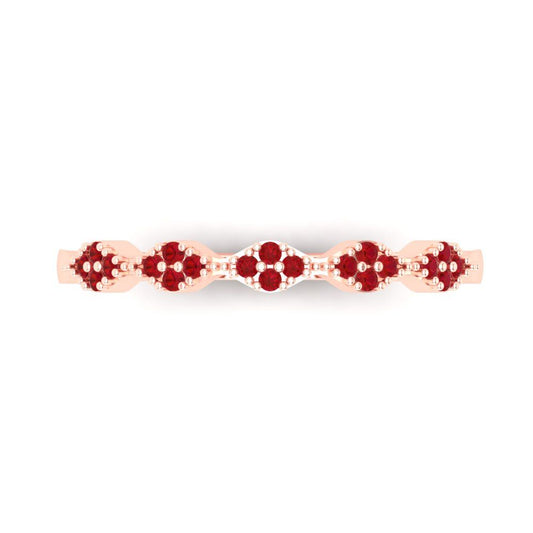 0.1 cttw Simulated Pink Tourmaline Round Cut Rose Gold Eternity Wedding Band