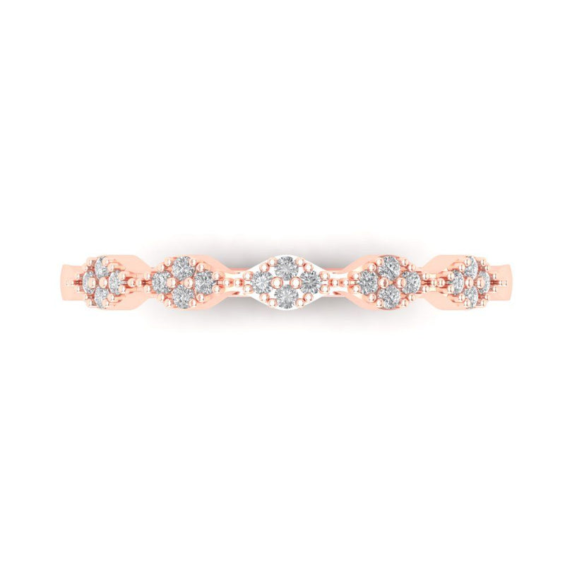 0.1 ct Brilliant Round Cut Natural Diamond Stone Clarity SI1-2 Color G-H Rose Gold Stackable Band