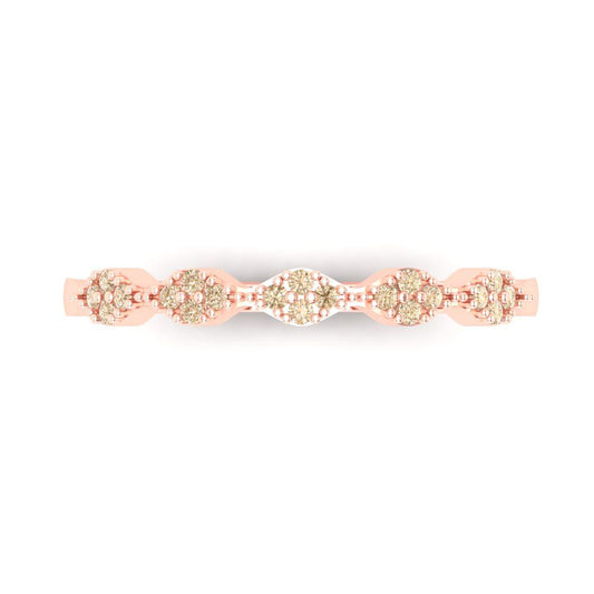 0.1 cttw Natural Morganite Round Cut Rose Gold Eternity Wedding Band