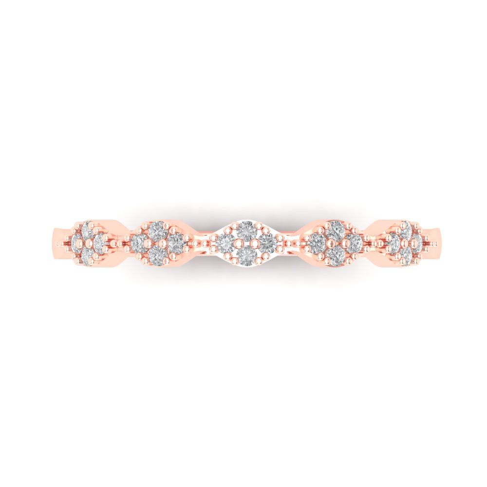 0.1 ct Brilliant Round Cut Natural Diamond Stone Clarity VS1-2 Color G-H Rose Gold Stackable Band