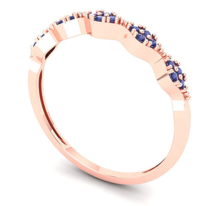 0.1 cttw Simulated Tanzanite Round Cut Rose Gold Eternity Wedding Band