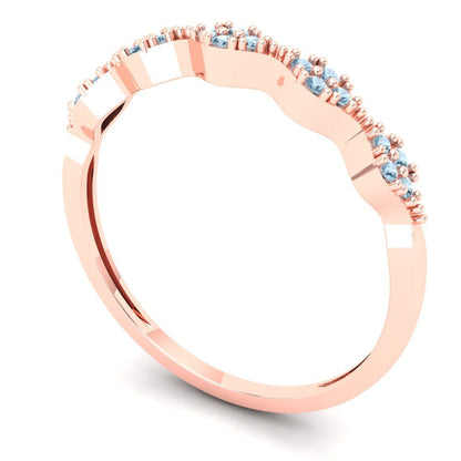 0.1 cttw Natural Sky Blue Topaz Round Cut Rose Gold Eternity Wedding Band