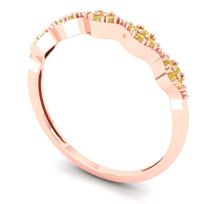 0.1 cttw Yellow Moissanite Round Cut Rose Gold Eternity Wedding Band