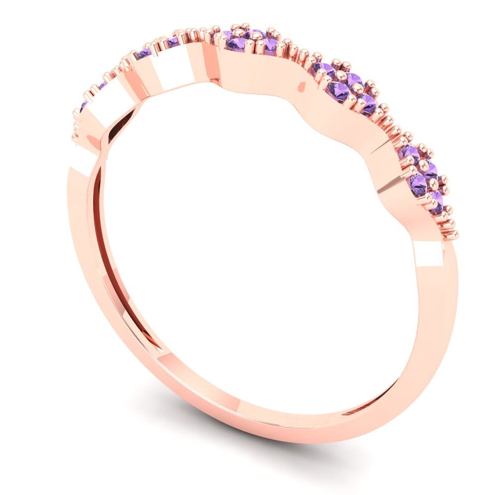 0.1 cttw Simulated Alexandrite Round Cut Rose Gold Eternity Wedding Band