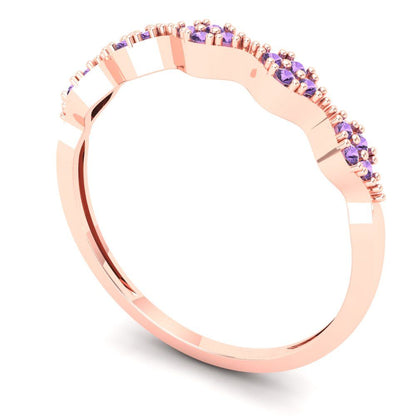 0.1 cttw Simulated Alexandrite Round Cut Rose Gold Eternity Wedding Band