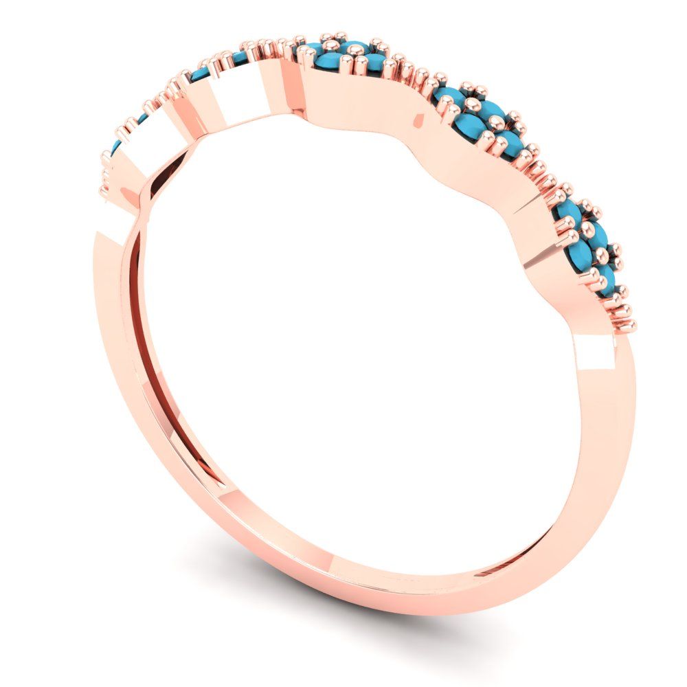 0.1 cttw Simulated Turquoise Round Cut Rose Gold Eternity Wedding Band