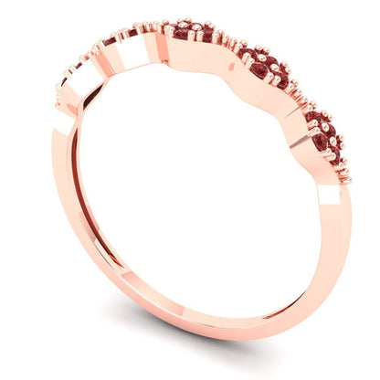 0.1 cttw Natural Garnet Round Cut Rose Gold Eternity Wedding Band