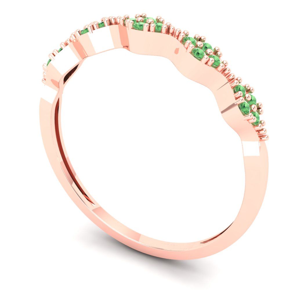 0.1 cttw Simulated Green Diamond Round Cut Rose Gold Eternity Wedding Band