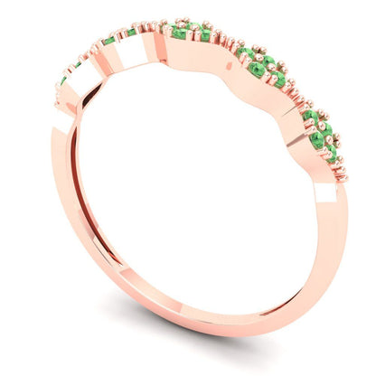 0.1 cttw Simulated Green Diamond Round Cut Rose Gold Eternity Wedding Band
