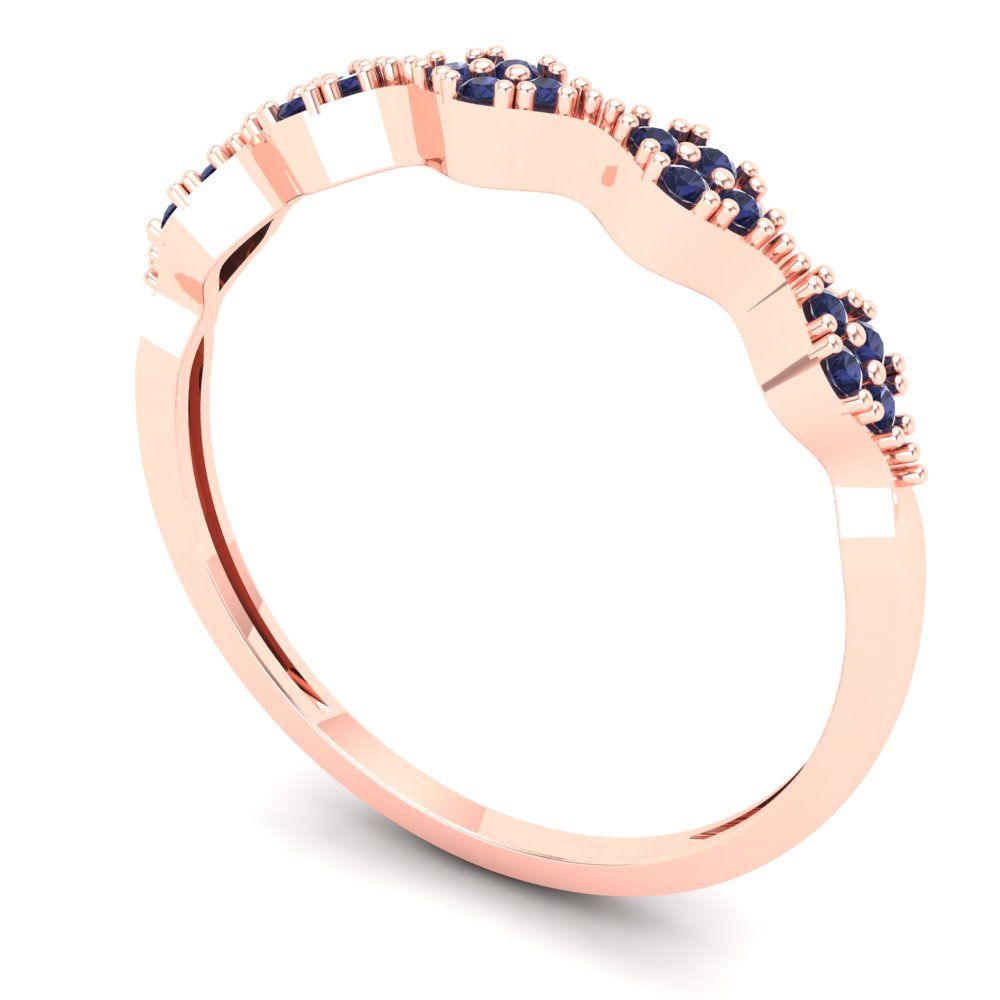 0.1 cttw Simulated Blue Sapphire Round Cut Rose Gold Eternity Wedding Band