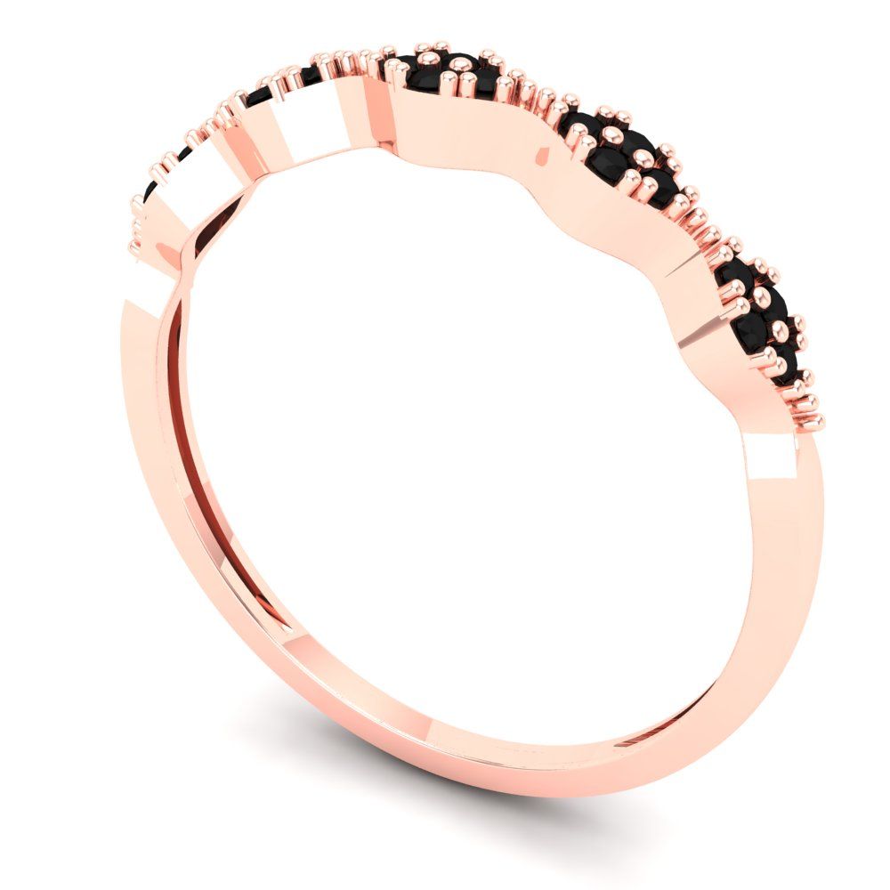 0.1 cttw Natural Onyx Round Cut Rose Gold Eternity Wedding Band