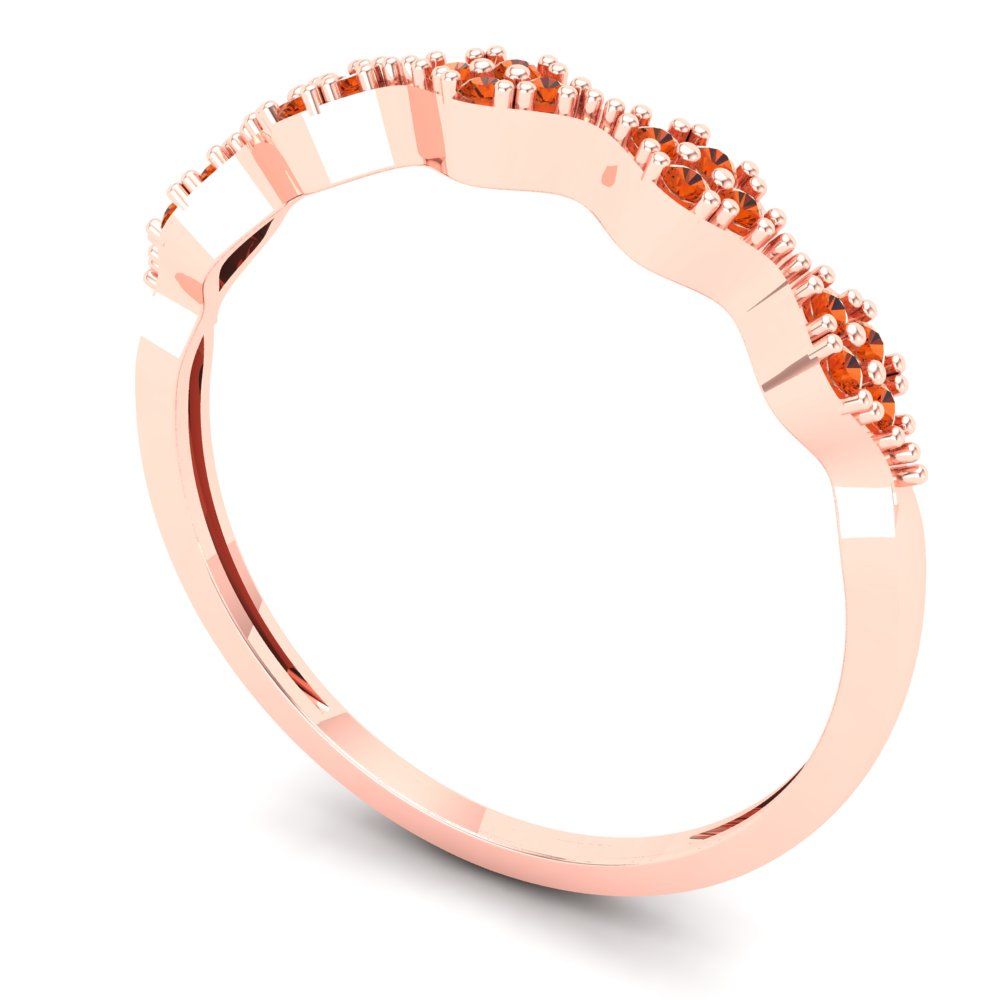 0.1 cttw Simulated Red Diamond Round Cut Rose Gold Eternity Wedding Band