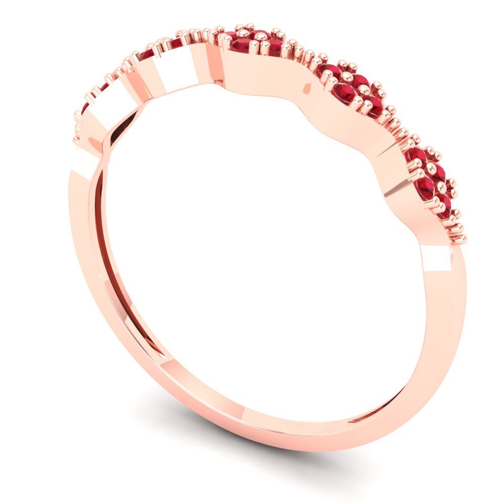 0.1 cttw Simulated Ruby Round Cut Rose Gold Eternity Wedding Band