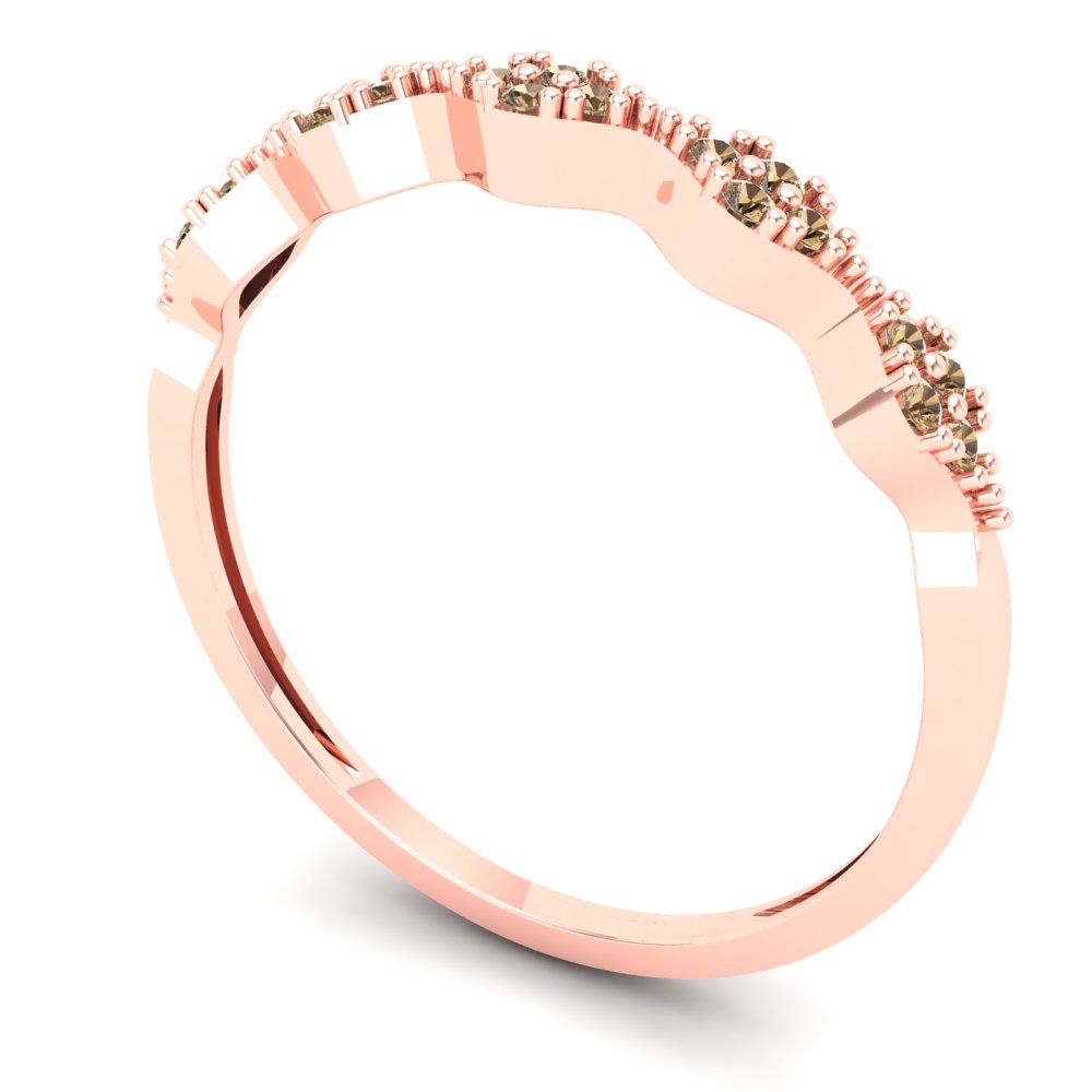 0.1 cttw Simulated Champagne Diamond Round Cut Rose Gold Eternity Wedding Band