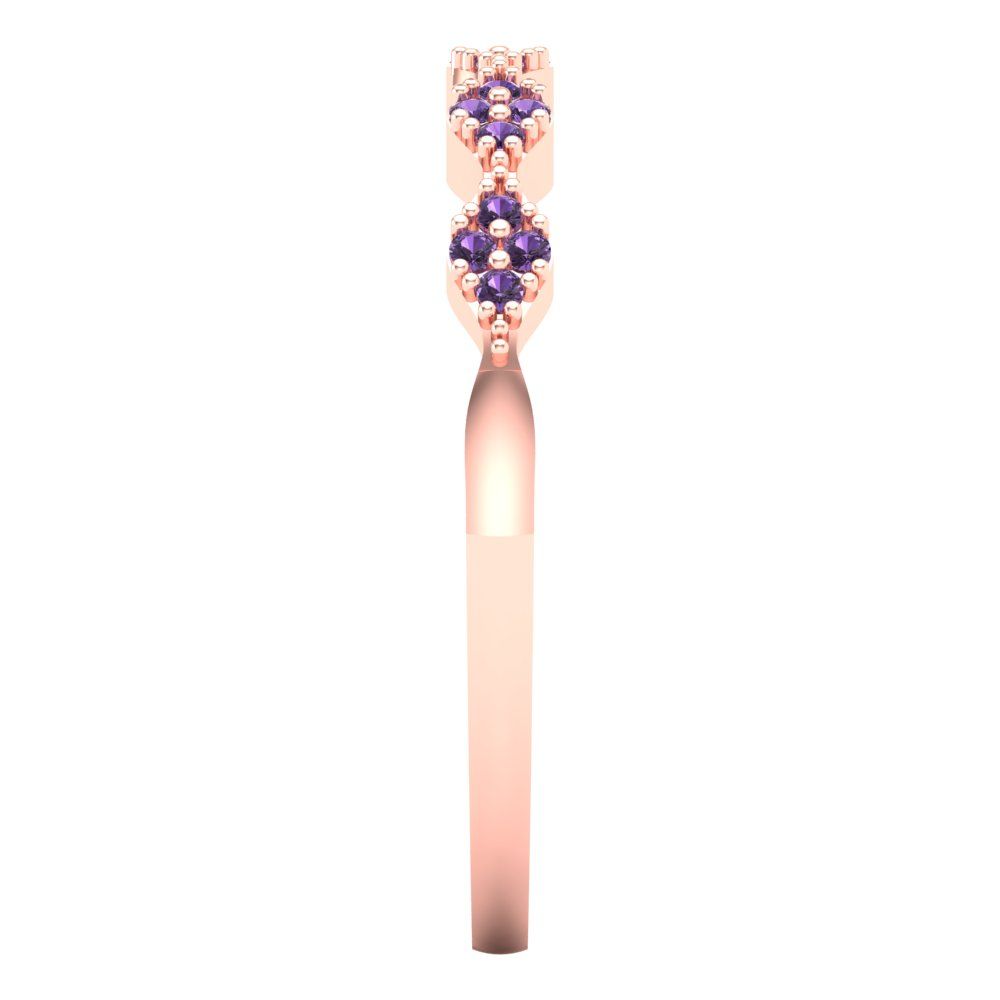 0.1 cttw Simulated Alexandrite Round Cut Rose Gold Eternity Wedding Band