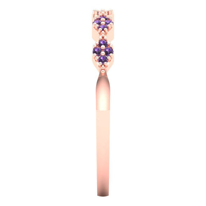 0.1 cttw Simulated Alexandrite Round Cut Rose Gold Eternity Wedding Band