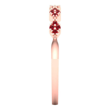 0.1 cttw Simulated Ruby Round Cut Rose Gold Eternity Wedding Band
