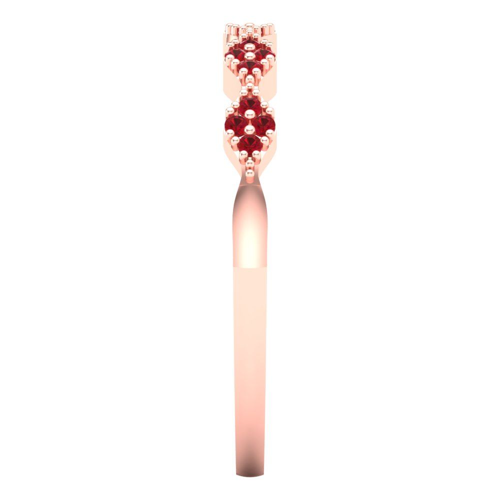 0.1 cttw Simulated Pink Tourmaline Round Cut Rose Gold Eternity Wedding Band