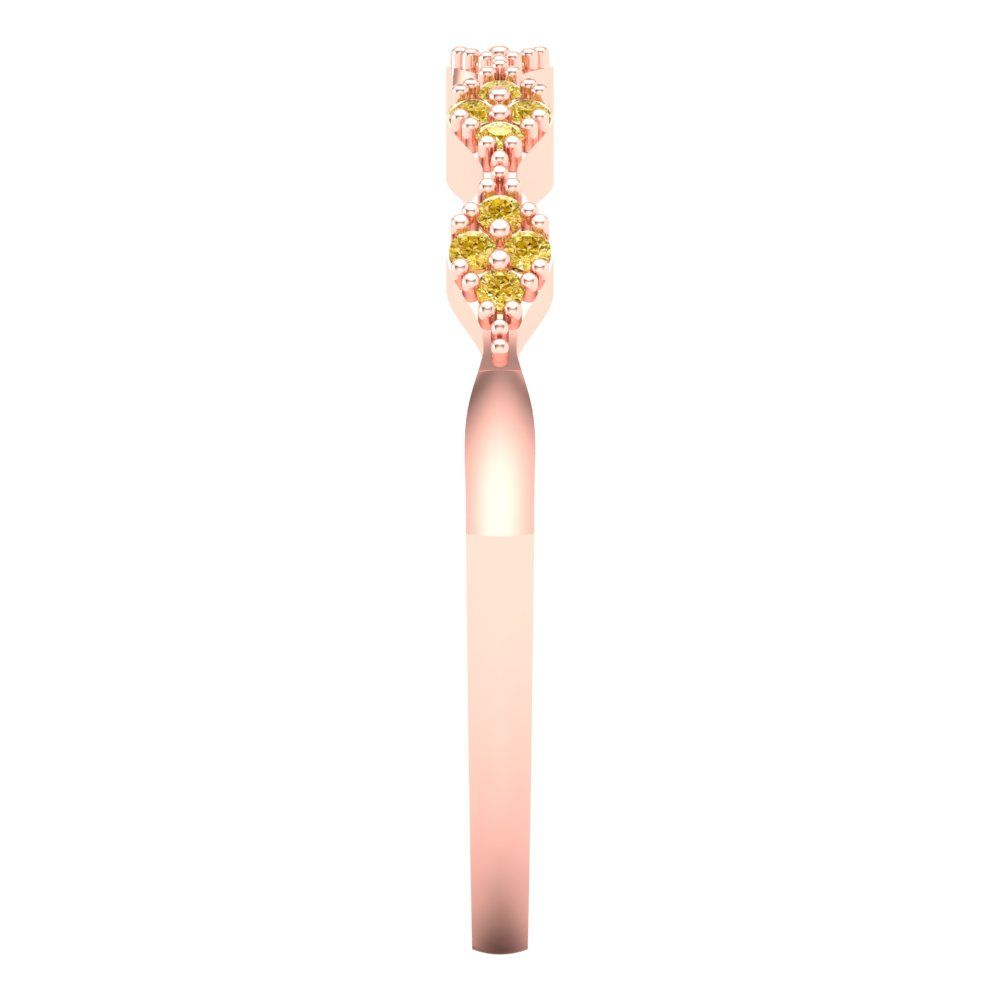 0.1 cttw Simulated Yellow Diamond Round Cut Rose Gold Eternity Wedding Band