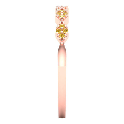 0.1 cttw Simulated Yellow Diamond Round Cut Rose Gold Eternity Wedding Band