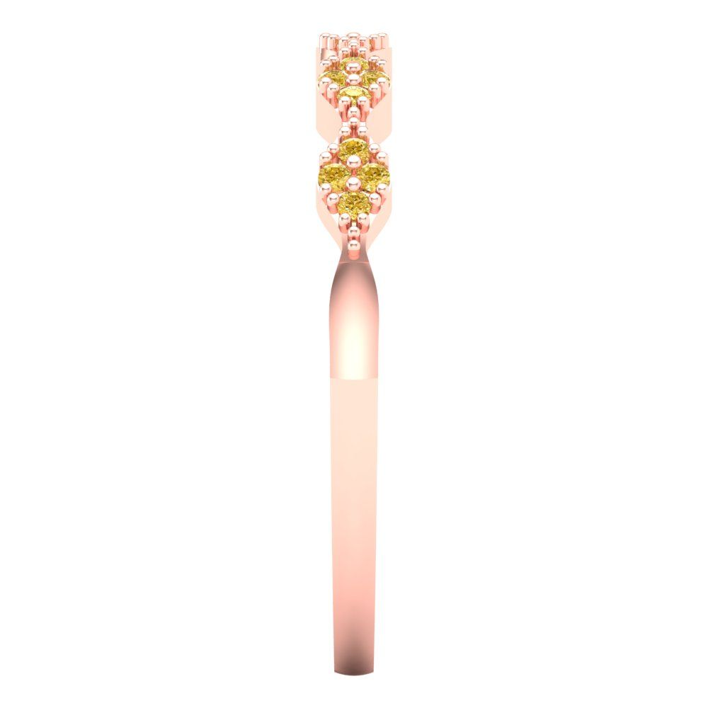 0.1 cttw Natural Citrine Round Cut Rose Gold Eternity Wedding Band