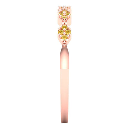 0.1 cttw Natural Citrine Round Cut Rose Gold Eternity Wedding Band