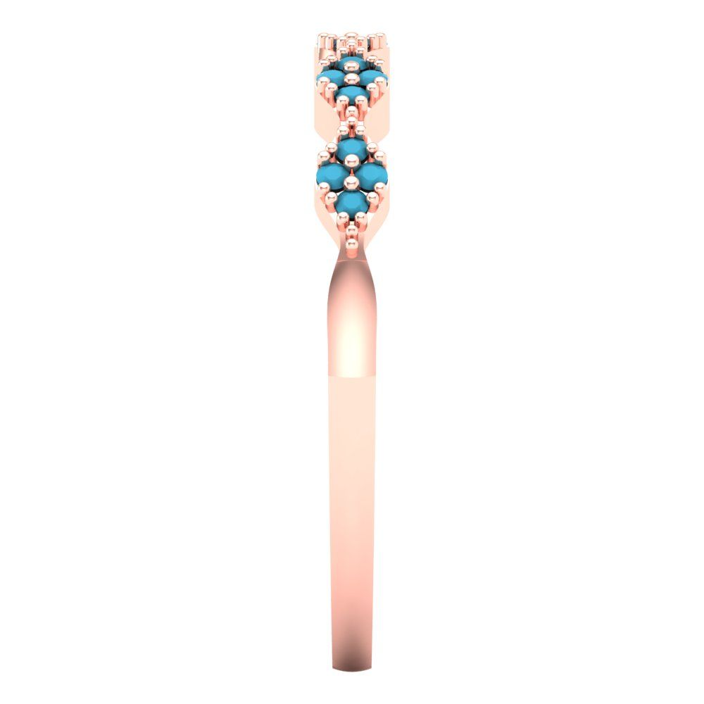 0.1 cttw Simulated Turquoise Round Cut Rose Gold Eternity Wedding Band