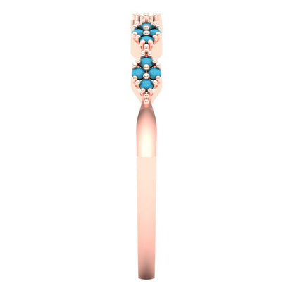 0.1 cttw Simulated Turquoise Round Cut Rose Gold Eternity Wedding Band