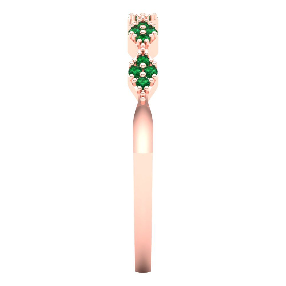 0.1 cttw Simulated Emerald Round Cut Rose Gold Eternity Wedding Band