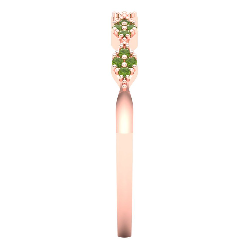 0.1 cttw Natural Peridot Round Cut Rose Gold Eternity Wedding Band