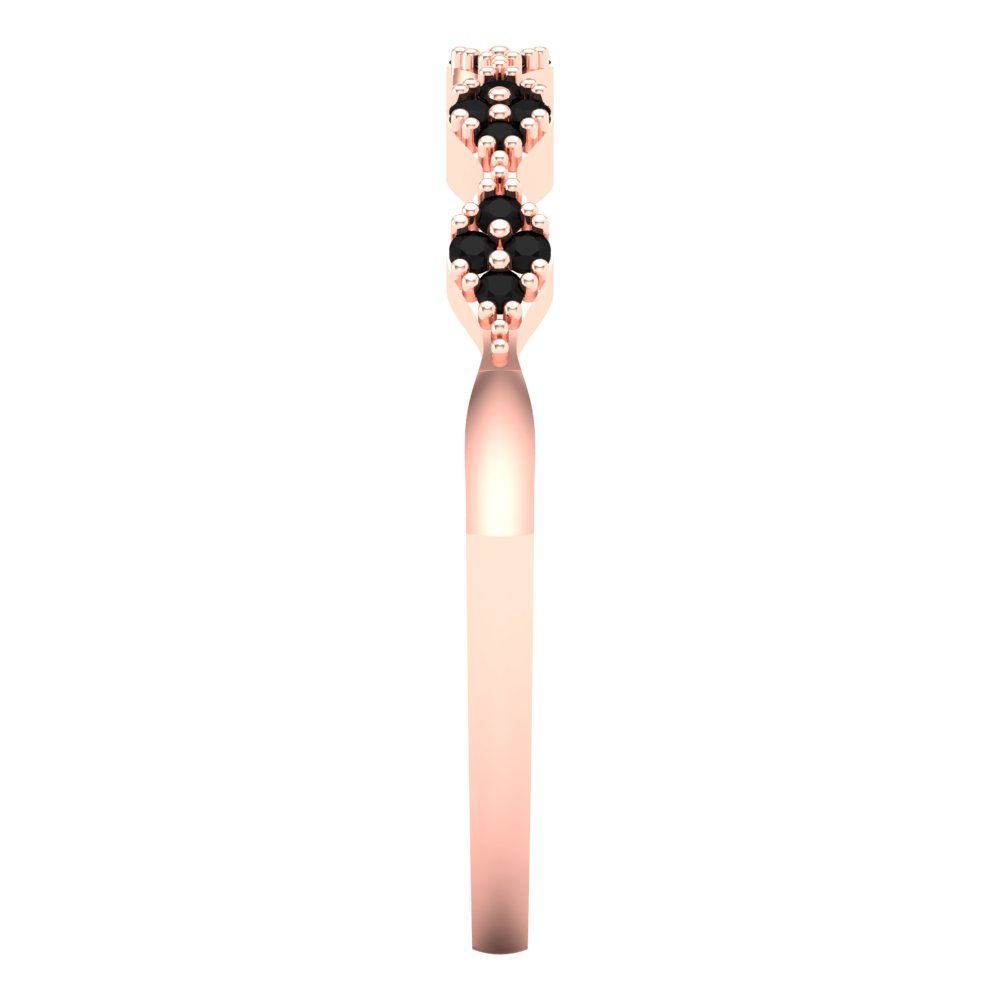 0.1 cttw Natural Onyx Round Cut Rose Gold Eternity Wedding Band