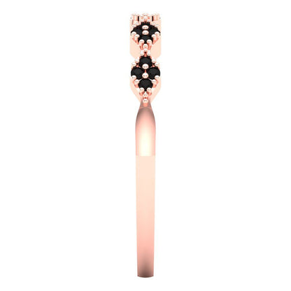 0.1 cttw Natural Onyx Round Cut Rose Gold Eternity Wedding Band
