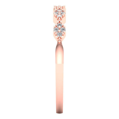 0.1 ct Brilliant Round Cut Natural Diamond Stone Clarity VS1-2 Color G-H Rose Gold Stackable Band