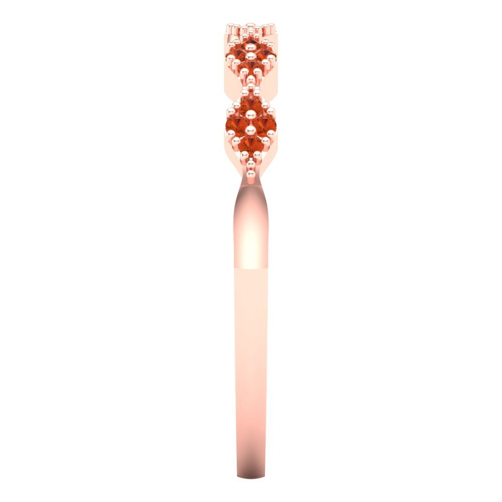 0.1 cttw Simulated Red Diamond Round Cut Rose Gold Eternity Wedding Band