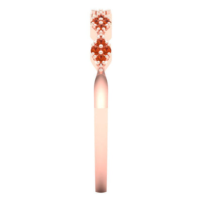0.1 cttw Simulated Red Diamond Round Cut Rose Gold Eternity Wedding Band