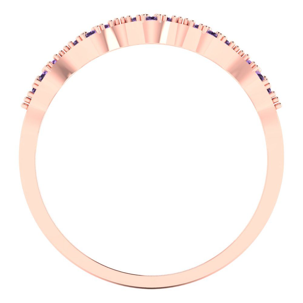 0.1 cttw Simulated Alexandrite Round Cut Rose Gold Eternity Wedding Band