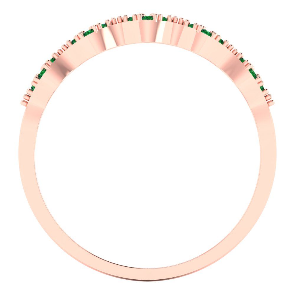 0.1 cttw Simulated Emerald Round Cut Rose Gold Eternity Wedding Band