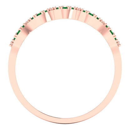 0.1 cttw Simulated Emerald Round Cut Rose Gold Eternity Wedding Band