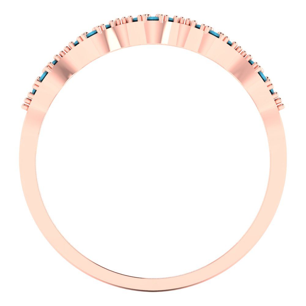 0.1 cttw Simulated Turquoise Round Cut Rose Gold Eternity Wedding Band