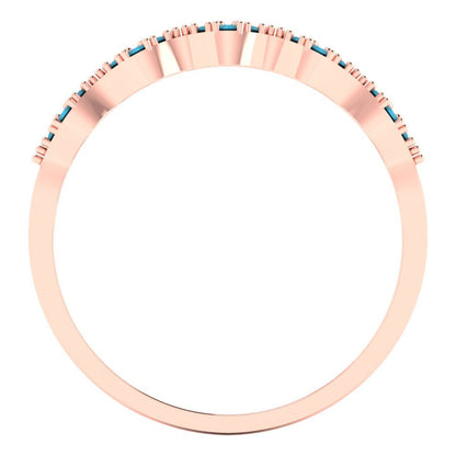 0.1 cttw Simulated Turquoise Round Cut Rose Gold Eternity Wedding Band